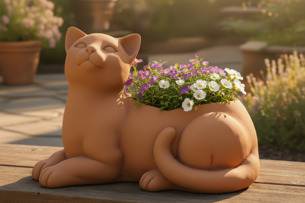 Maceta en forma de gato